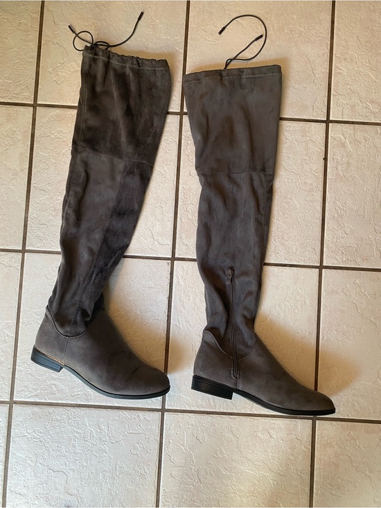 Wanted Shoes - Wanted Over The Knee Slate Gray Suede Boots Size 8.5  Flat With  1” Heel NWOT